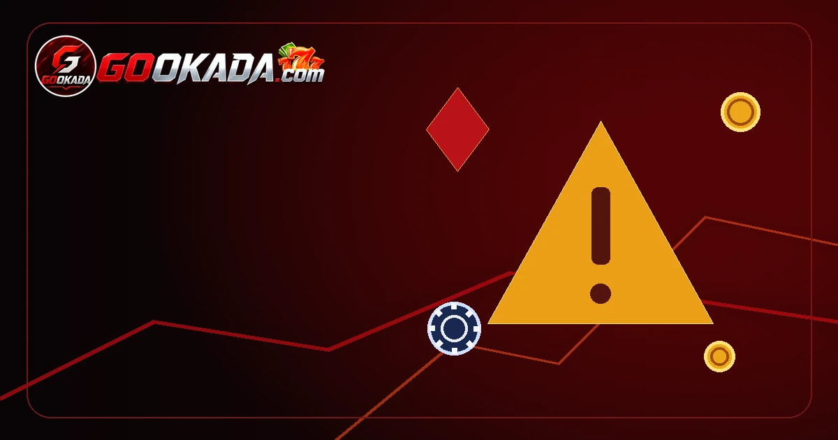 Red, black and gold gookada disclaimer artwork with a warning symbol