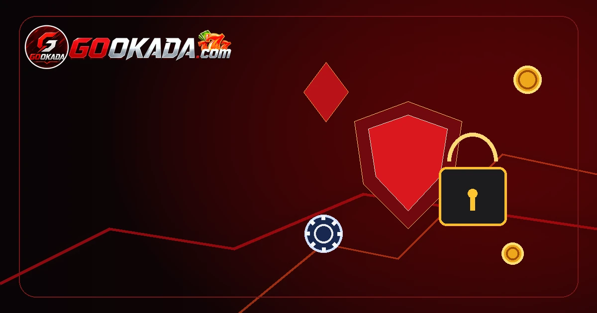 Red, black and gold gookada account-access artwork with a shield and lock