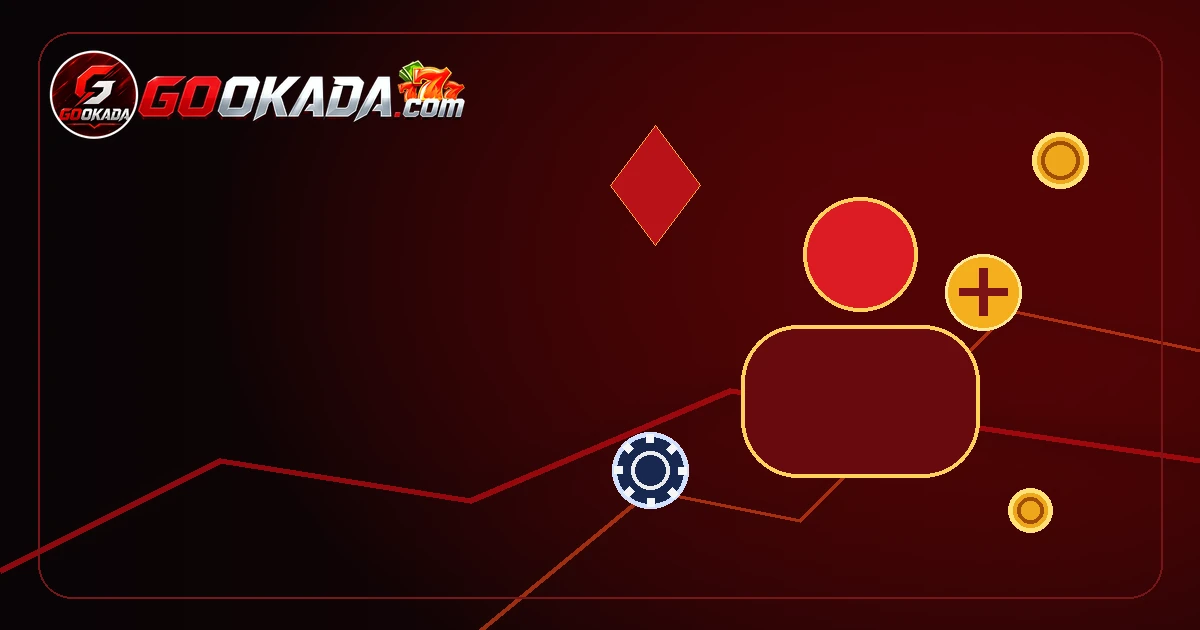 Red, black and gold gookada registration artwork with a user symbol and add marker