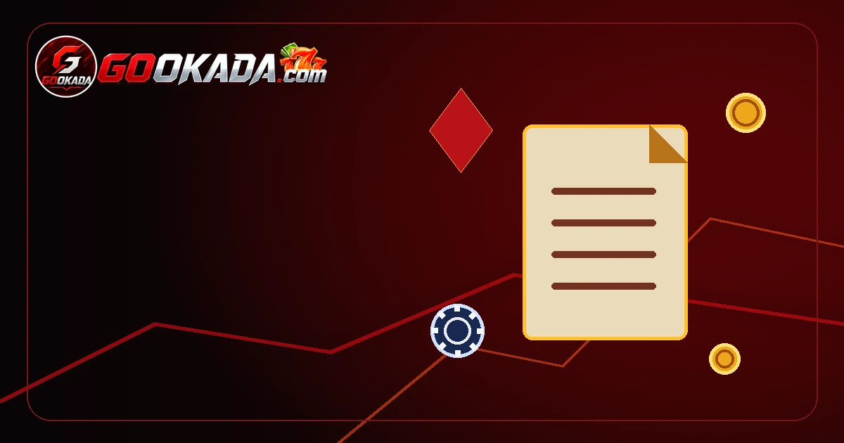 Red, black and gold gookada terms artwork with a document symbol
